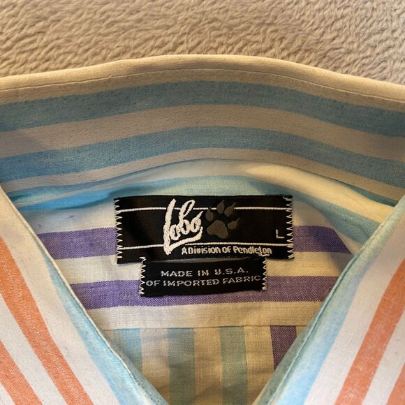 Lobo By Pendleton Mens Shirt Size L Striped Short Sleeve Button-Up Made In USA C - Picture 6 of 9
